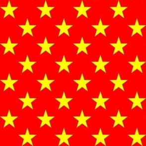 One Inch Yellow Stars on Red