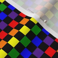 Half Inch Rainbow and Black Checkerboard Squares