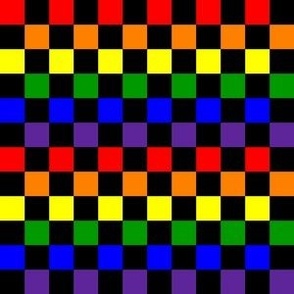 Half Inch Rainbow and Black Checkerboard Squares