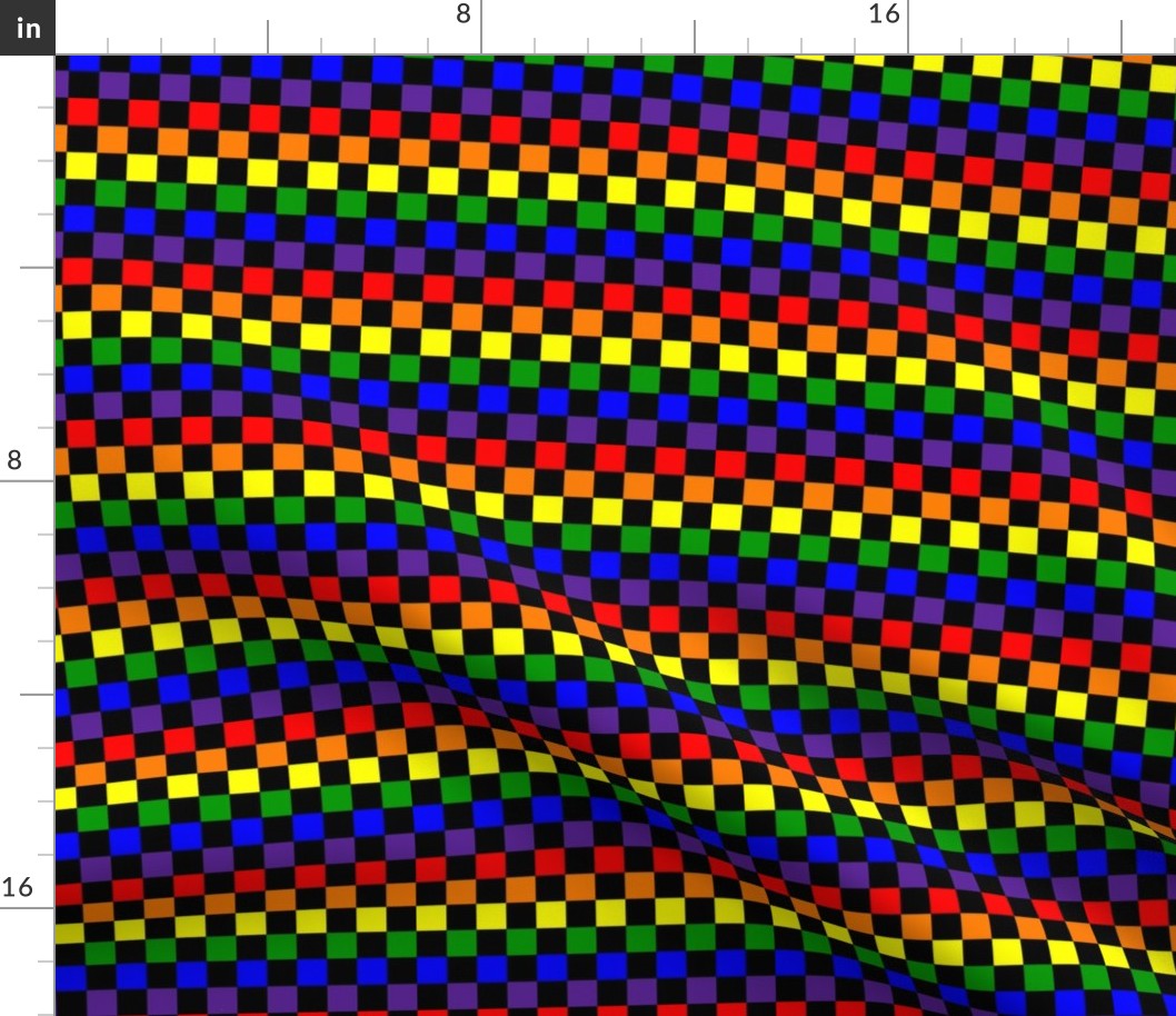 Half Inch Rainbow and Black Checkerboard Squares