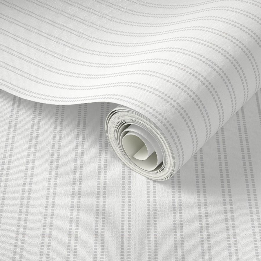 Seeded Stripe: Gray & White Thin Stripe, Beaded Stripe