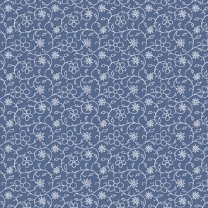 Trailing Floral on Dusty Blue -small scale