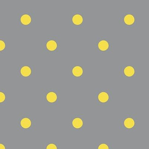 Illuminating Yellow polka dots on Ultimate Gray - large scale