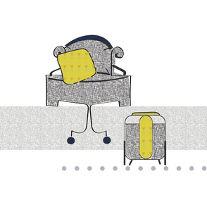 Chairs -Single chair  Lemon - Linen Overlay stripe