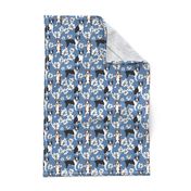 Boston Terrier Magnolia Flowers small print blue denim floral flower dog fabric puppy 