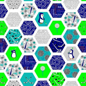 sport hex quilt with green