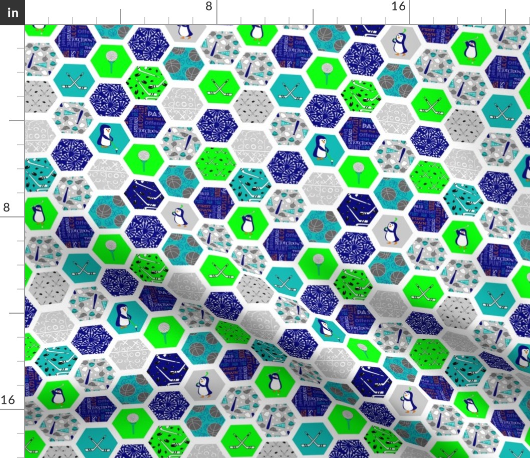 sport hex quilt with green