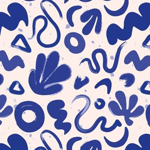 Blue brush stroke textured doodles