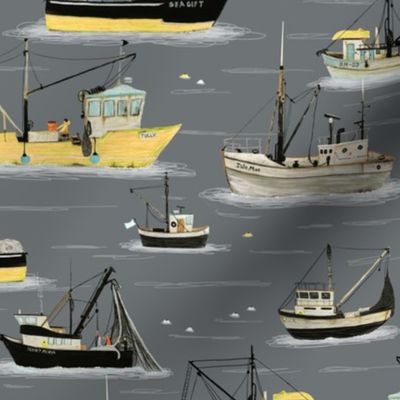 Fishing fleet gray and yellow 
