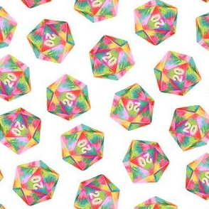 Colorful Gouache d20 on White