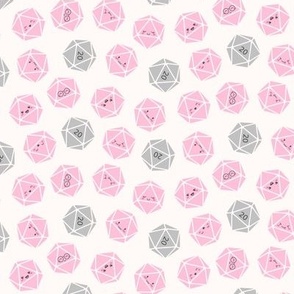 Kawaii d20: Pink & Gray on Light Cream (Extra Small Scale)