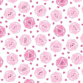 Kawaii d20: Pink with Hearts! (Small Scale)