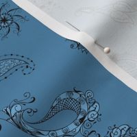 Paisley - Medium Blue - Large Print