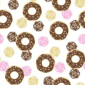 Donuts n' d20s: Chocolate, Strawberry, and Vanilla on White (Small Scale)