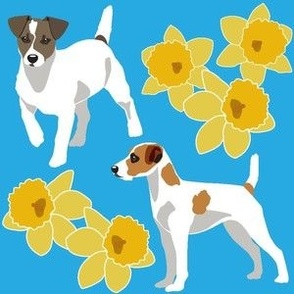Jack Russel Terrier Dogs daffodil dog fabric