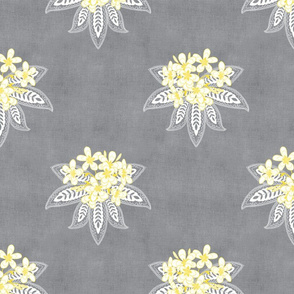 Boho Plumeria Damask (ultimate gray) 12”