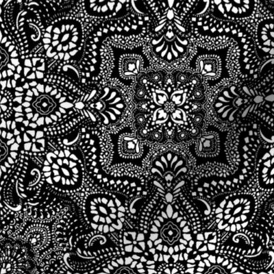 Mosaic Bandana - Small - black white