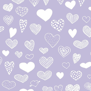 heart doodle lavender and white 