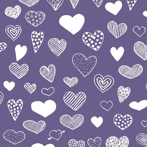 heart doodle purple and white 