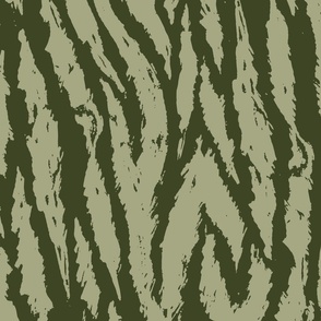 Tigris Nouveau Stripes- Tiger Print- Sage Olive- Large Scale