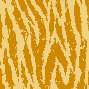 Tigris Nouveau Stripes- Tiger Print- Yellow Mustard- Large Scale