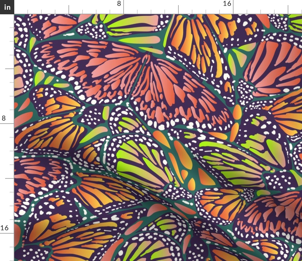 Spring Wilderness Butterflies- Monarchs Rainbow- Large Scale