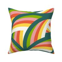 Soaring Ways- Modern Geometric Rainbow Stripes- Myrtle Green- Large Scale