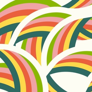 Soaring Ways- Modern Geometric Rainbow Stripes- Ivory- Large Scale