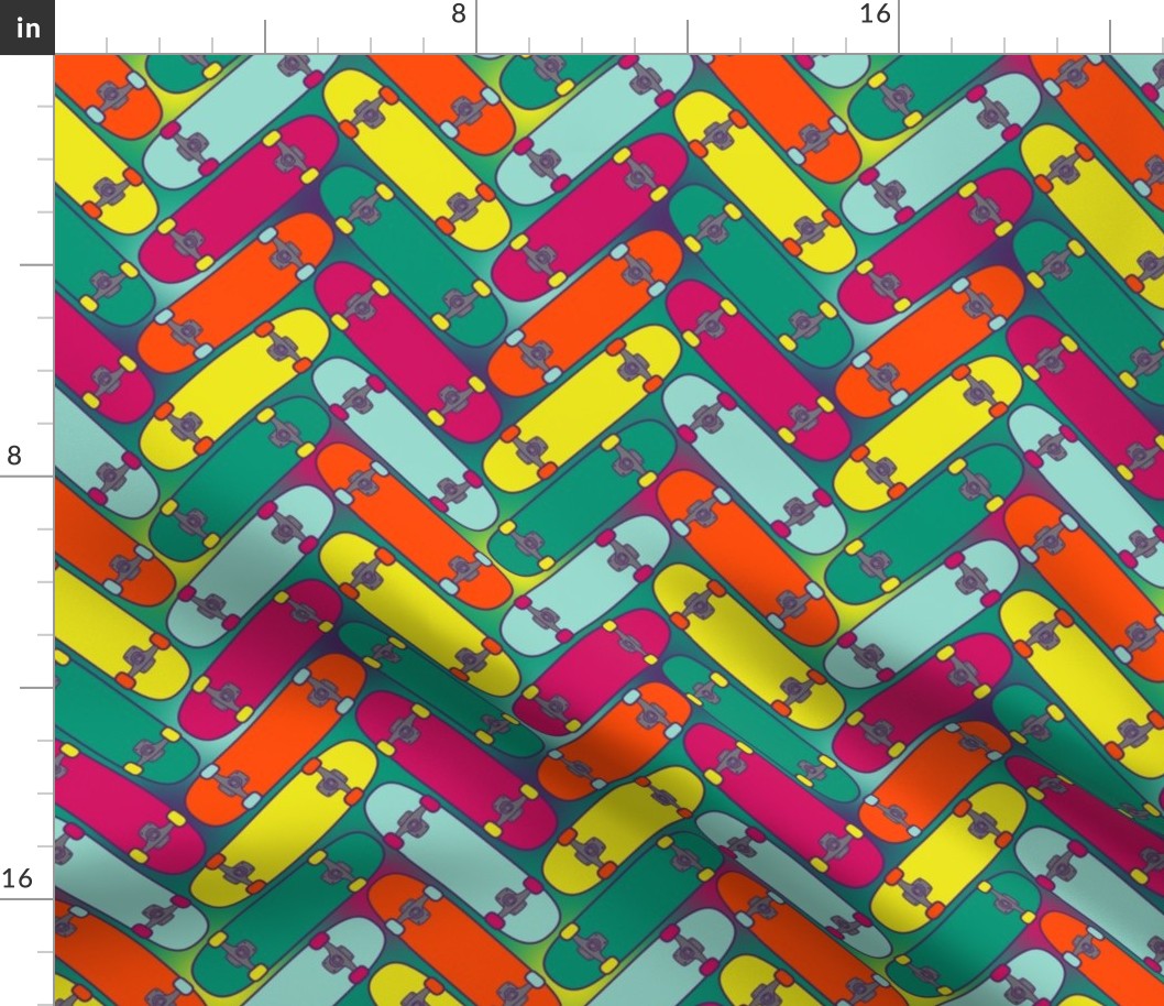 Colorful skateboard herringbone