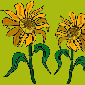 Single sunflowers  acid green