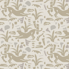 Panthers and Plants - Neutral Vintage Linen / Small