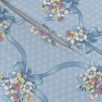 Sweet rococo ribbons and pansies - dusty blue