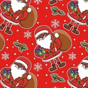 African American black santa Merry Fabric