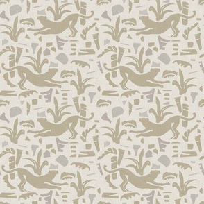 Panthers and Plants - Neutral Vintage Linen / Mini