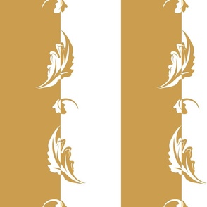 Luxe Maxima- Folk Leaf Stripes- Gold White- Large Scale