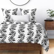 Luxe Maxima- Folk Floral Stripes- Black White- Large Scale