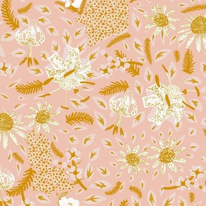 Boho Wilderness- Wildflowers Meadow- Rose Pink- Large Scale