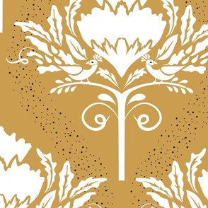 Luxe Maxima- Folk Protea Nouveau- White Gold- Jumbo Scale