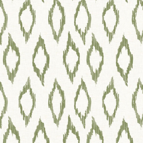 Sketchy Ikat Argyle Diamond  - white & sage - linen texture