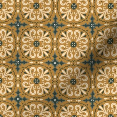 Geometric quilting tile pattern 4 for chicken beige green pattern, swirl tiles, Mediterranean 