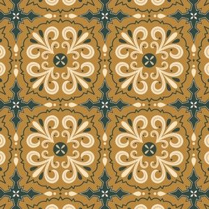 Geometric quilting tile pattern 4 for chicken beige green pattern, swirl tiles, Mediterranean 