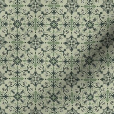 Geometric quilting tile pattern 3 for chicken beige green pattern, swirl tiles, Mediterranean 