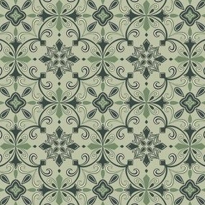 Geometric quilting tile pattern 3 for chicken beige green pattern, swirl tiles, Mediterranean 