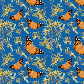 Bushland Blossom & Butterflies - classic blue, medium 