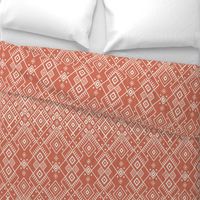 Neutral geometric intricate diamond - clay red, off white - Baltic, ethnic ornamental