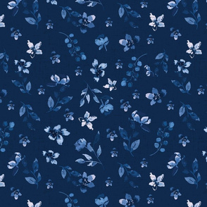 large // watercolor ditsy floral // navy blue