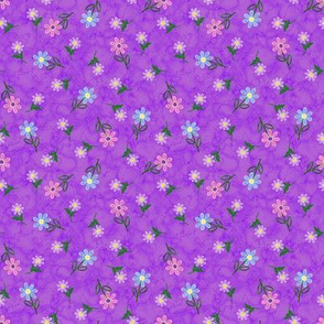 Embroidered Flowers  on Purple Marble