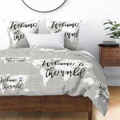 1 blanket + 2 loveys: Welcome To The World Linen Pantone 169-1 no lines
