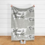 1 blanket + 2 loveys: Welcome To The World Linen Pantone 169-1 no lines
