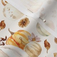 Fall Pumpkin Vintage Florals / Bone